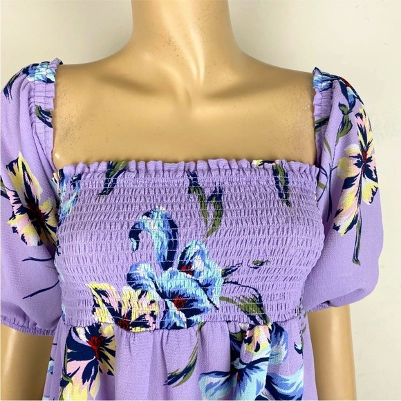 ❤️ LILY WHITE Beautiful Summer Purple Floral On Off Shoulder Women's small Top - Picture 3 of 9